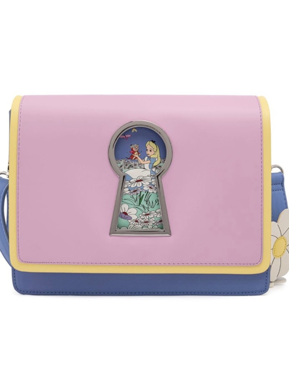 Loungefly Pastel Pink, Blue & Yellow Alice Keyhole Crossbody Bag